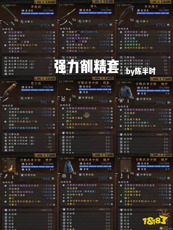 《仁王2》武士流强力削精套毕业配装指南