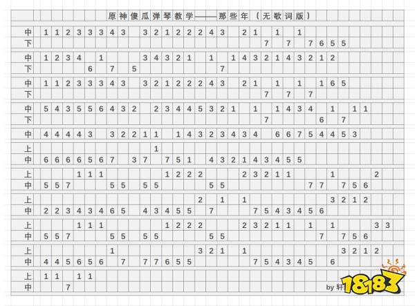 《原神》那些年琴谱分享