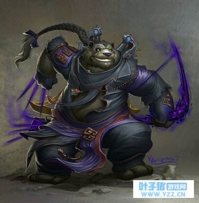 魔兽同人画作 凶狠的熊猫人刺客弯弓搭箭