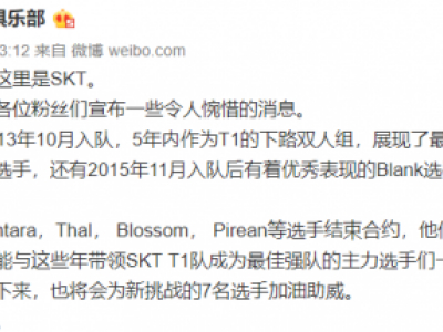 SKT转会大地震：Bang和Wolf成自由人