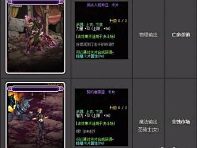 dnf95版本附魔卡片属性介绍 dnf95卡片附魔属性汇总