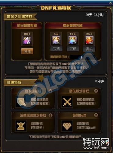 DNF礼遇特权有什么 DNF黄金/白银礼遇特权奖励一览