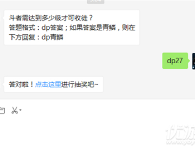 斗者需达到多少级才可收徒？  答题格式：dp答案