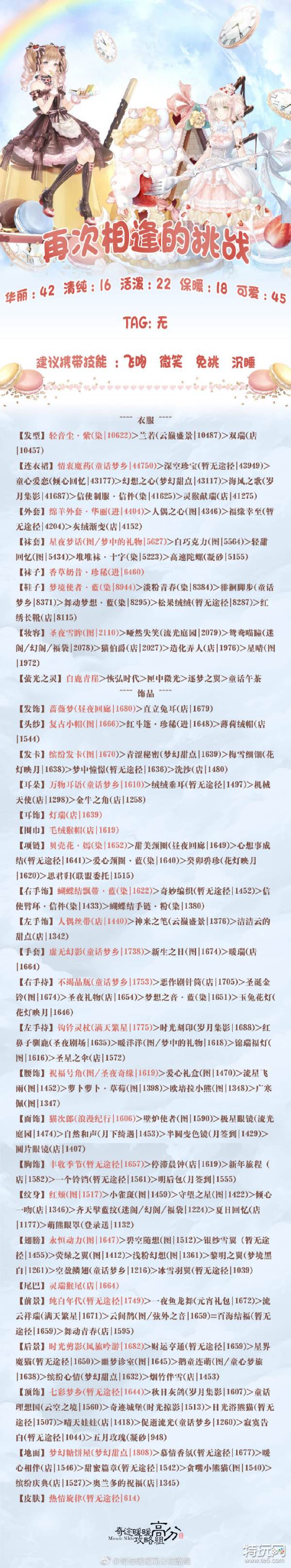 再次相逢的挑战攻略 奇迹暖暖再次相逢的挑战3月13日高分搭配