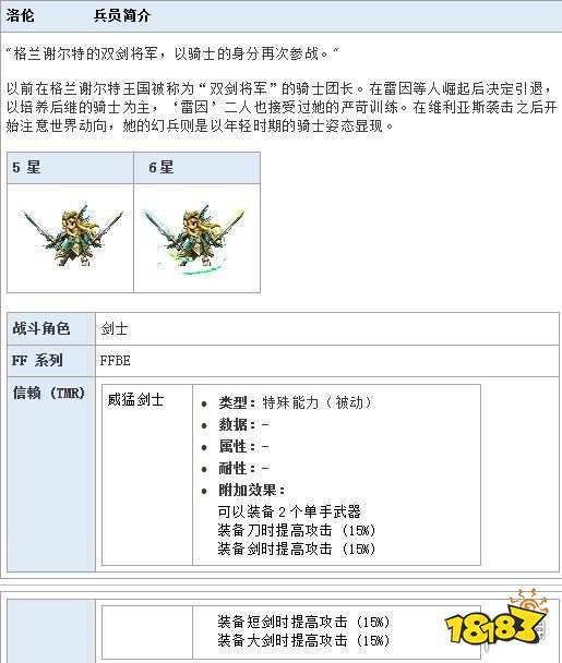 最终幻想勇气启示录 洛伦怎么样洛伦技能属性介绍 18183手游门户