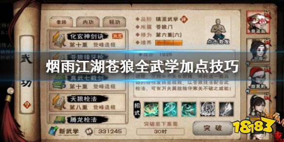 烟雨江湖苍狼全武学加点技巧狼系枪法龙系枪法学习方法