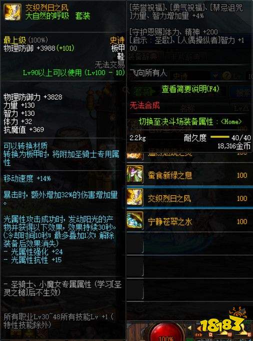 dnf普雷升级100史诗