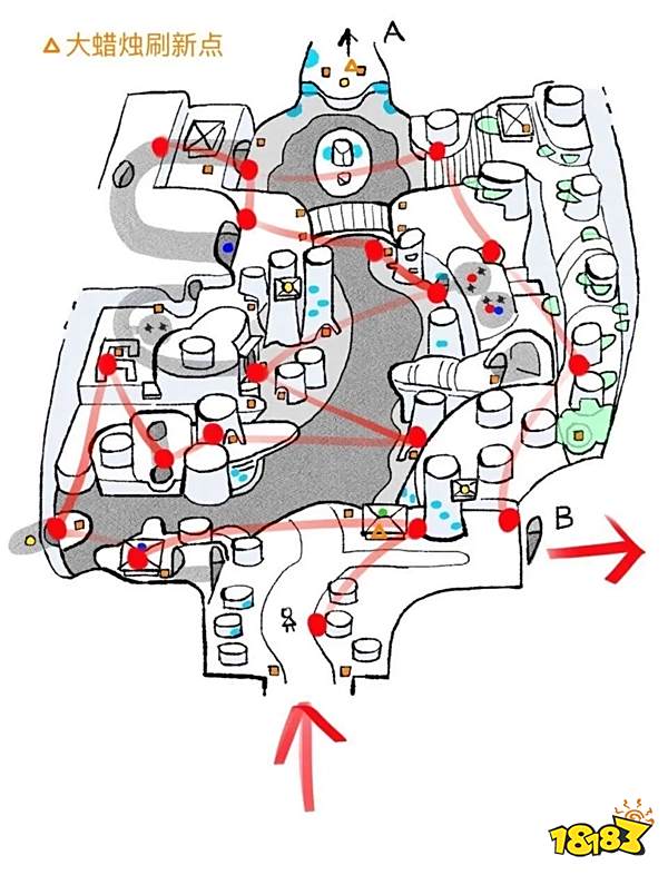 水蓝-蘑菇深蓝-先祖绿-冥想黄-光翼橙-灯红-蜡烛雨林地图烛火路线大全