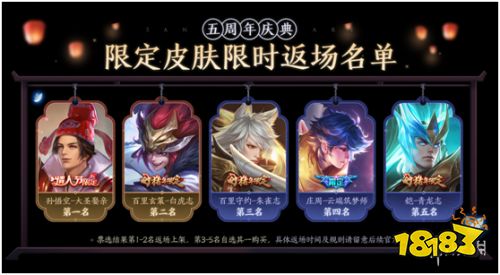 《王者荣耀》五周年返场皮肤选择 《王者荣耀》五周年返场皮肤哪个好