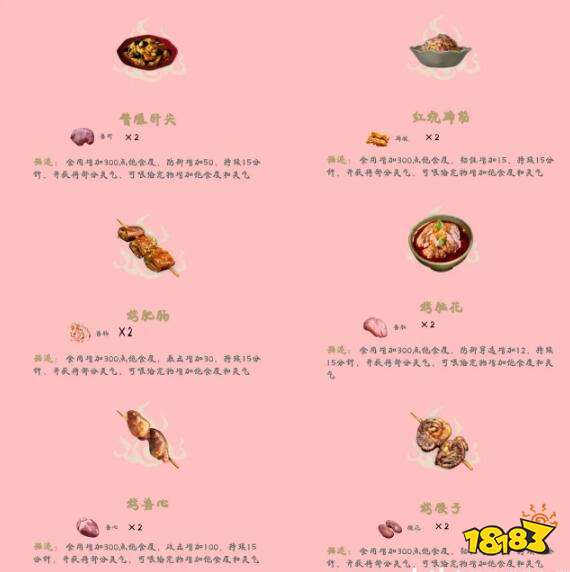 妄想山海百年食物配方图片