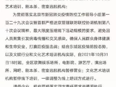 北京东城区和昌平区的电影院等娱乐场所暂停营业