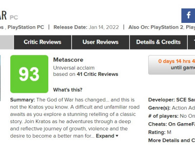 《战神4》PC版M站均分93分 目前暂无差评