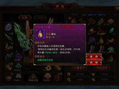 《龙腾传世》使用猎人皮囊 升级系统快人一步