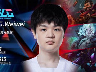<b>LPL昨日最佳数据：BLG打野选手Weiwei</b>