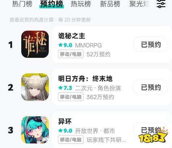 TapTap 预约开启并登顶预约榜截图